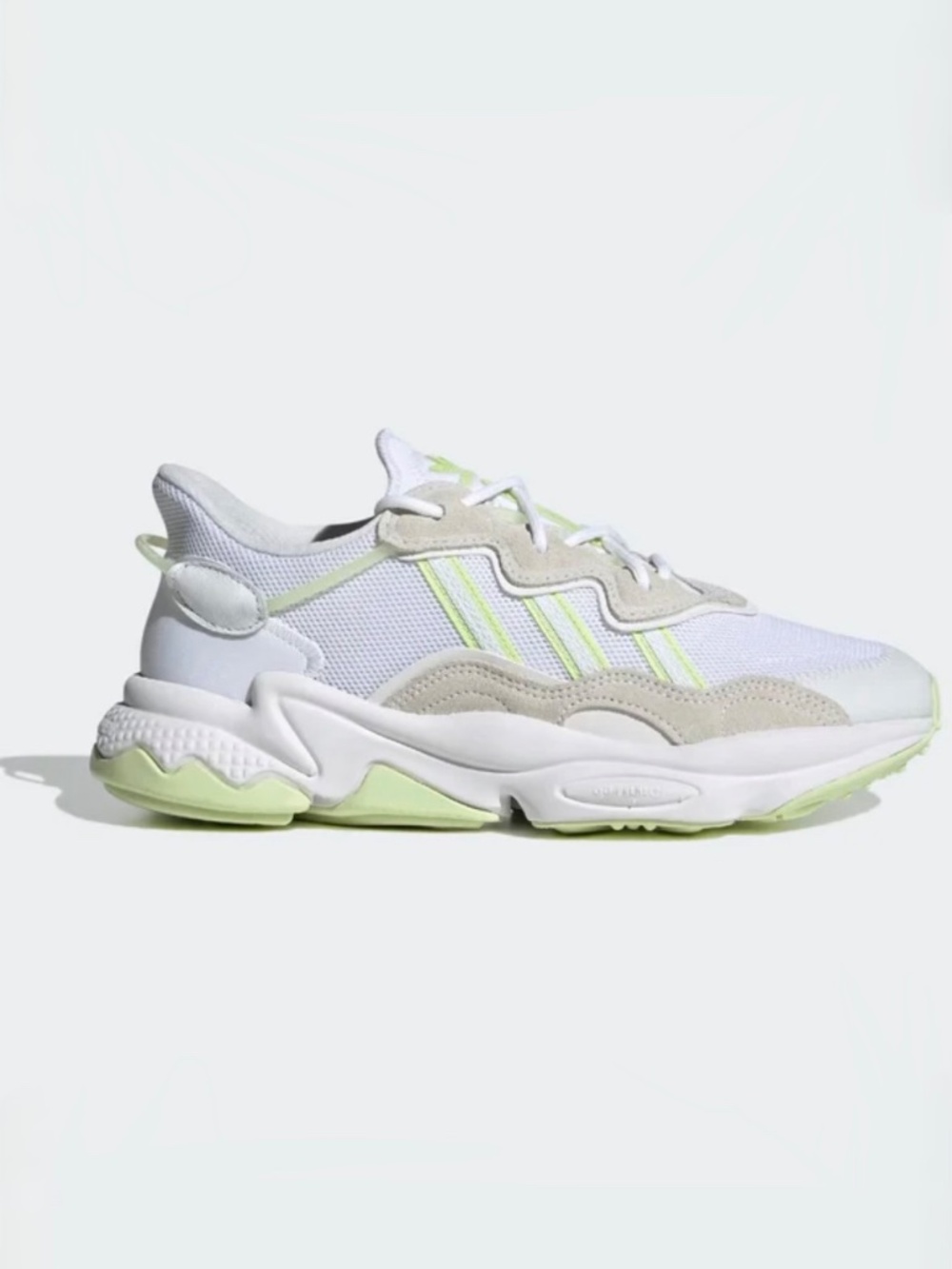NWT Adidas Originals Women's Ozweego Shoes in box size 5.5 White and lime colors